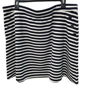 Skirt Ann Taylor LOFT Skirt XL Navy White Striped Above The Knee Pull On Stretch